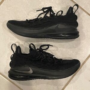 Nike‎ LeBron 15 Low Triple Black Basketball Shoes AO1755-004 Men's Size 8.5